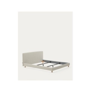 Cama desenfundable Valma de chenilla perla y patas madera... 2