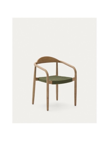 Silla apilable Nina de madera maciza de acacia y cuerda verde FSC 100% - Kave Home