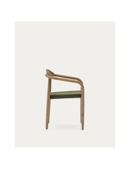 Silla apilable Nina de madera maciza de acacia y cuerda verde FSC 100% - Kave Home