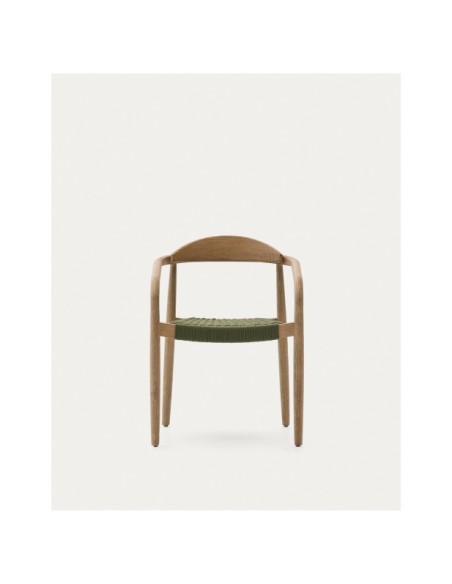 Silla apilable Nina de madera maciza de acacia y cuerda verde FSC 100% - Kave Home