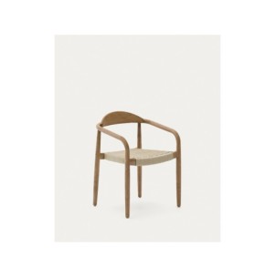 Silla apilable Nina de madera maciza de acacia y cuerda...