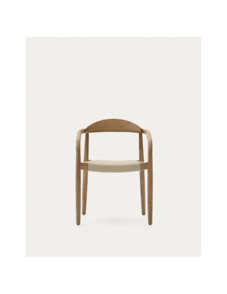 Silla apilable Nina de madera maciza de acacia y cuerda crudo FSC 100% - Kave Home