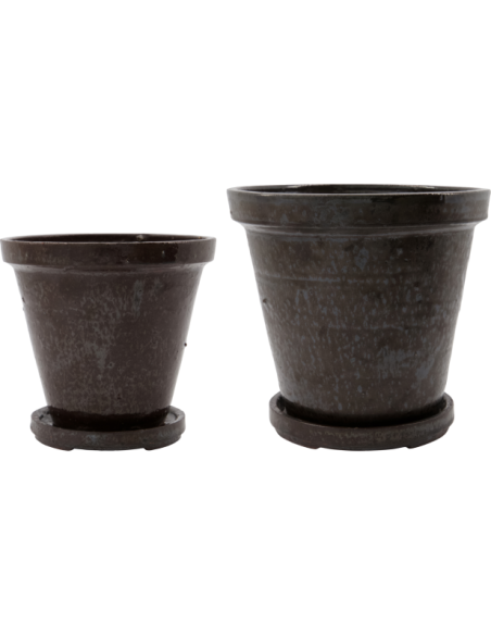 Maceta con plato, HDFlower, Marrón - House Doctor