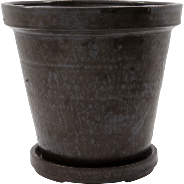 Maceta con plato, HDFlower, Marrón -...