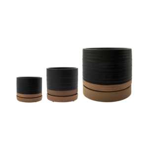 Maceta con Plato, HDAstu, Negro / Natural - House Doctor