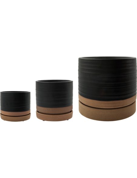 Maceta con Plato, HDAstu, Negro / Natural - House Doctor