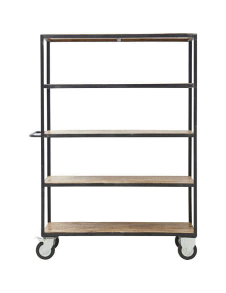 Estanteria con 4 ruedas, Negro / Madera - House Doctor