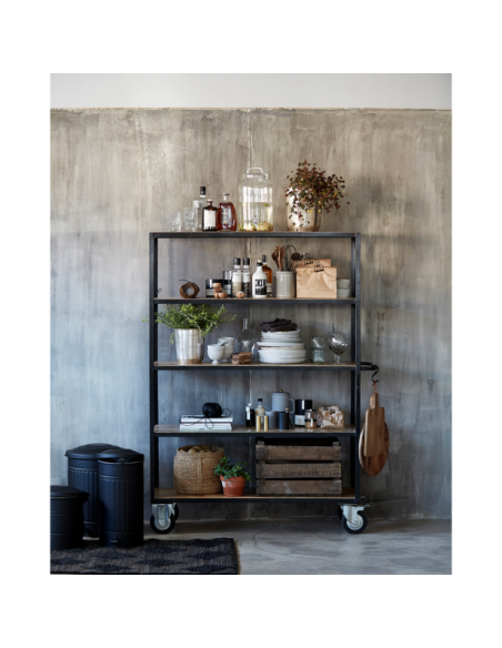 Estanteria con 4 ruedas, Negro / Madera - House Doctor