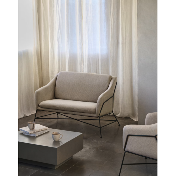 Sofá Brida 2 plazas beige 128 cm -... Sofá Brida 2 plazas beige 128 cm -...