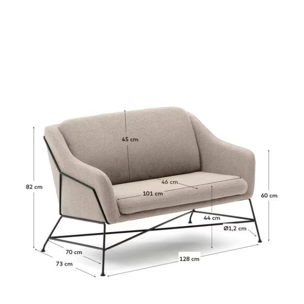 Sofá Brida 2 plazas beige 128 cm -... Sofá Brida 2 plazas beige 128 cm -...