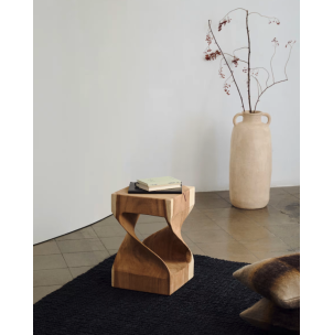 Mesa auxiliar Hakon de madera maciza de mungur con... 2