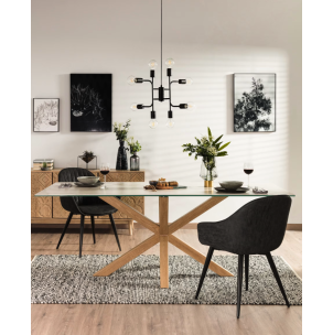 Mesa Argo porcelánico blanco y patas de acero efecto madera 200 x 100 cm - Kave Home 2