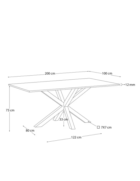 Mesa Argo porcelánico blanco y patas de acero efecto madera 200 x 100 cm - Kave Home