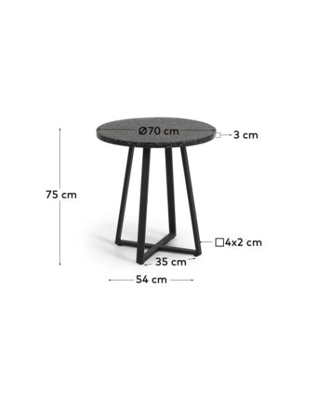 Mesa TELLA Ø 70 cm terrazo negro
