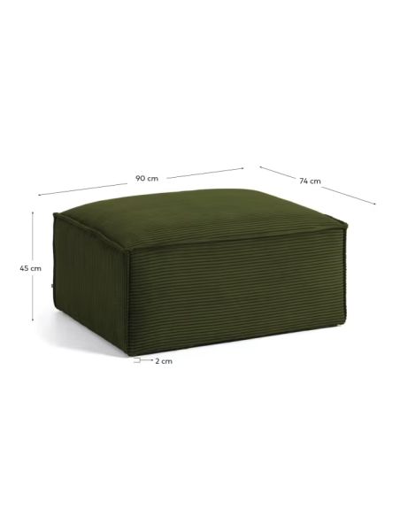 Reposapiés Blok de pana gruesa verde 90 x 74 cm FSC Mix Credit - Kave Home