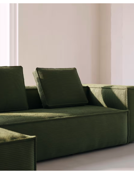 Reposapiés Blok de pana gruesa verde 90 x 74 cm FSC Mix Credit - Kave Home