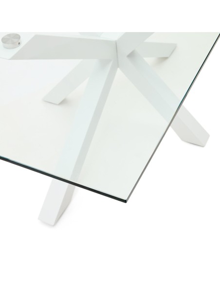 Mesa Argo 180 x 100 cm cristal/patas acero blanco - Kave Home