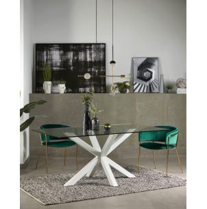 Mesa Argo 180 x 100 cm cristal/patas acero blanco - Kave Home 2