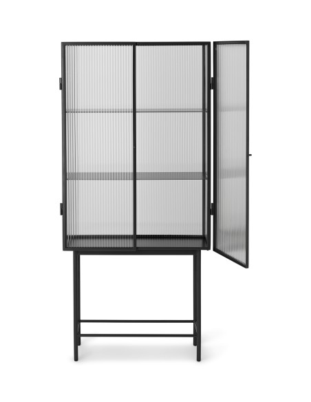 Vitrina HAZE, Cristal Estriado / Metal Negro - Ferm Living