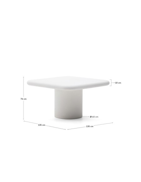 Mesa Addaia de cemento blanco 135 x 135 cm - Kave Home