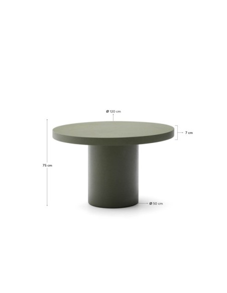 Mesa redonda Aiguablava de cemento verde Ø 120 cm - Kave Home