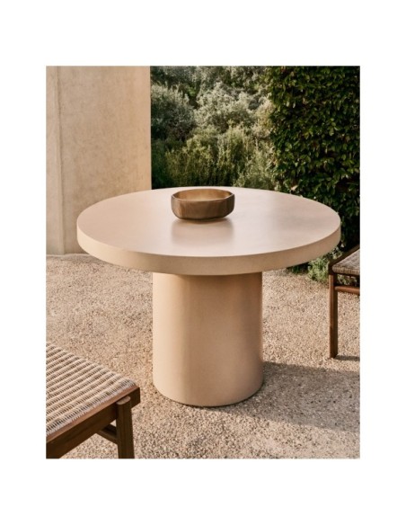 Mesa redonda Aiguablava de cemento beige Ø 120 cm - Kave Home