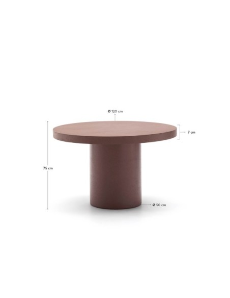 Mesa redonda Aiguablava de cemento terracota Ø 120 cm - Kave Home