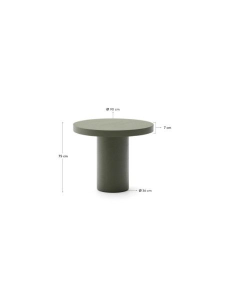 Mesa redonda Aiguablava de cemento verde Ø 90 cm - Kave Home