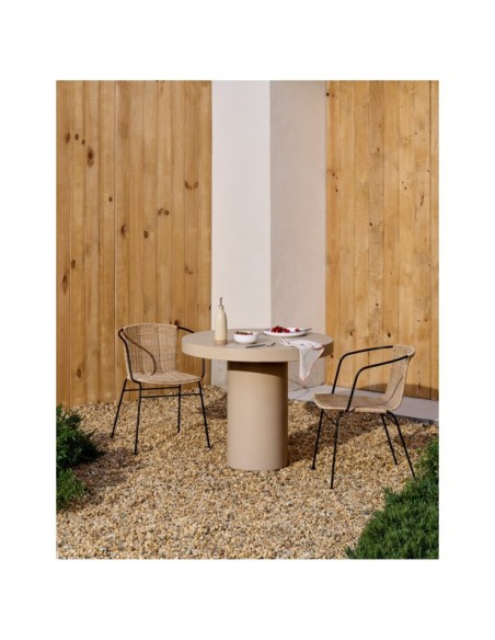 Mesa redonda Aiguablava de cemento beige Ø 90 cm - Kave Home