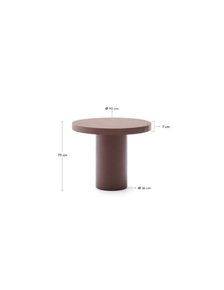 Mesa redonda Aiguablava de cemento terracota Ø 90 cm - Kave Home