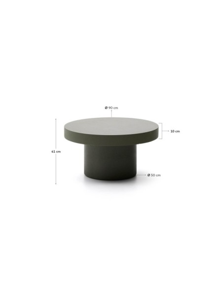 Mesa de centro Aiguablava de cemento verde Ø 90 cm - Kave Home
