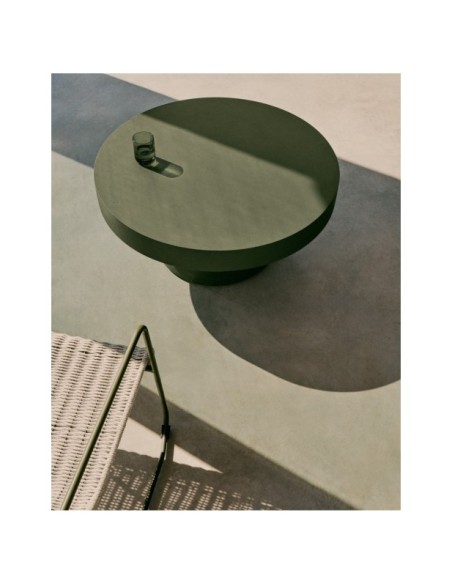 Mesa de centro Aiguablava de cemento verde Ø 90 cm - Kave Home