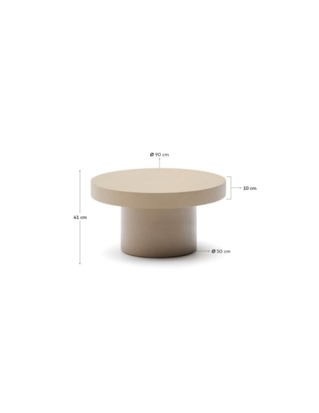 Mesa de centro Aiguablava de cemento beige Ø 90 cm - Kave Home