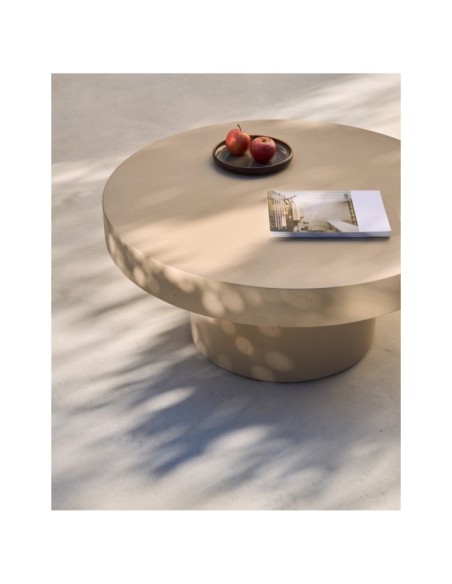 Mesa de centro Aiguablava de cemento beige Ø 90 cm - Kave Home