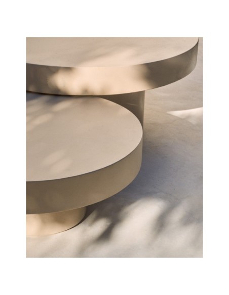 Mesa de centro Aiguablava de cemento beige Ø 90 cm - Kave Home