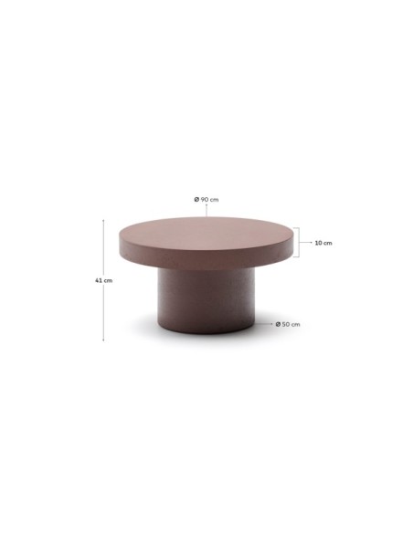 Mesa de centro Aiguablava de cemento terracota Ø 90 cm - Kave Home
