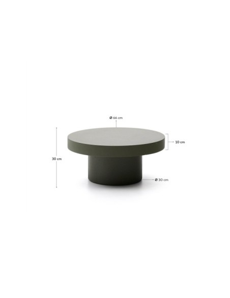 Mesa de centro Aiguablava de cemento verde Ø 66 cm - Kave Home