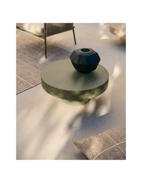 Mesa de centro Aiguablava de cemento verde Ø 66 cm - Kave Home