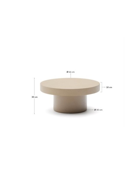 Mesa de centro Aiguablava de cemento beige Ø 66 cm - Kave Home