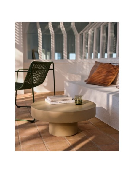 Mesa de centro Aiguablava de cemento beige Ø 66 cm - Kave Home
