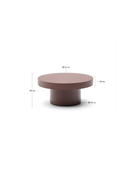 Mesa de centro Aiguablava de cemento terracota Ø 66 cm - Kave Home