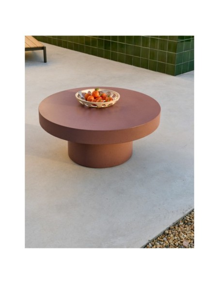 Mesa de centro Aiguablava de cemento terracota Ø 66 cm - Kave Home