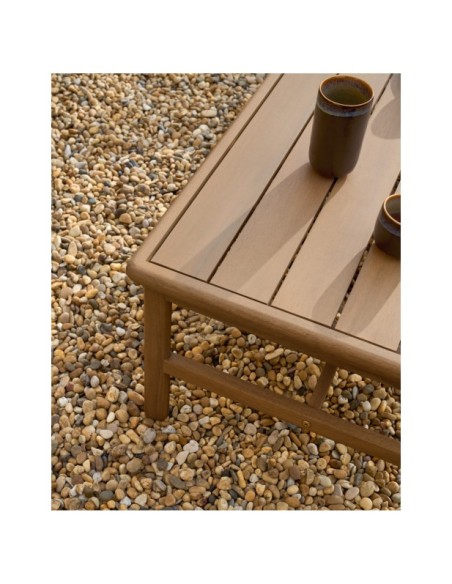 Set Alabe de sofá de 2 plazas, 2 sillones y mesa de centro de madera de acacia FSC 100% - Kave Home