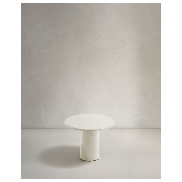 Mesa de centro Albanella de cemento con acabado blanco brillante Ø65 cm - Kave Home