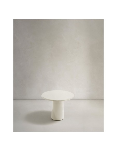 Mesa de centro Albanella de cemento con acabado blanco brillante Ø65 cm - Kave Home