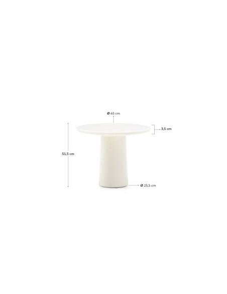 Mesa de centro Albanella de cemento con acabado blanco brillante Ø65 cm - Kave Home