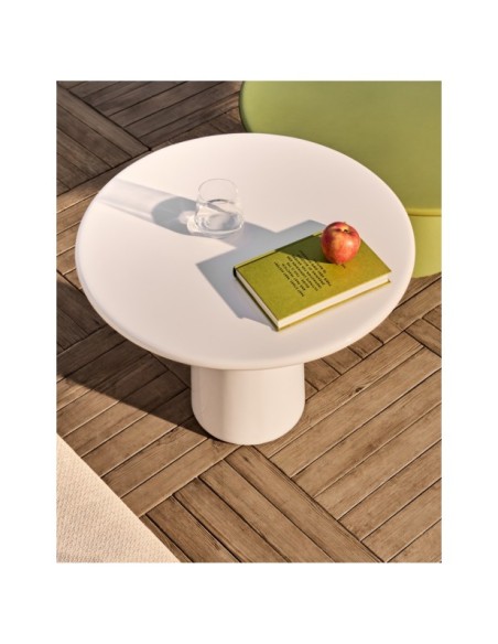 Mesa de centro Albanella de cemento con acabado blanco brillante Ø65 cm - Kave Home