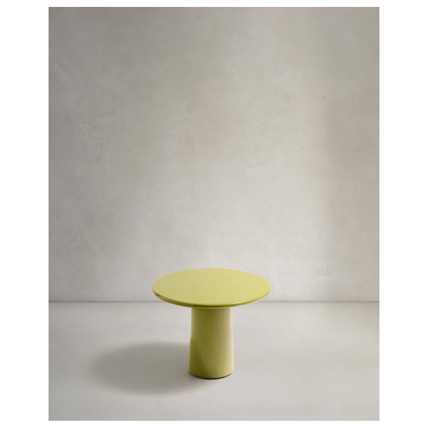 Mesa de centro Albanella de cemento con acabado verde brillante Ø65 cm - Kave Home