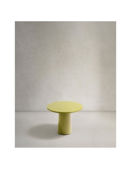 Mesa de centro Albanella de cemento con acabado verde brillante Ø65 cm - Kave Home