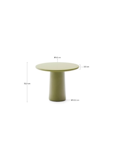 Mesa de centro Albanella de cemento con acabado verde brillante Ø65 cm - Kave Home